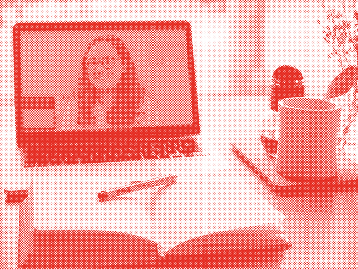 Laptop mit Person im Videocall