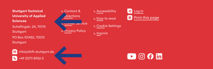 Screenshot website footer