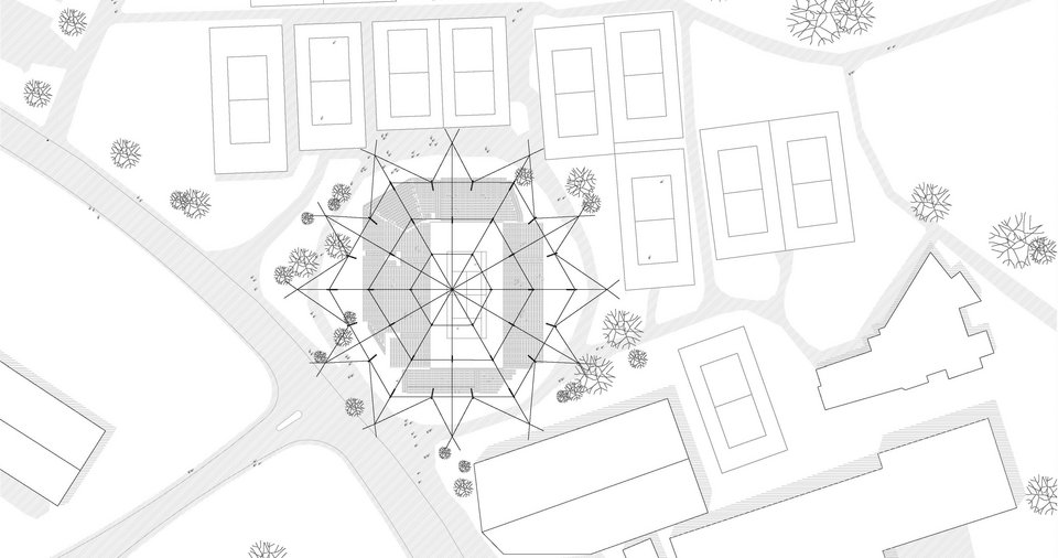 Lageplan der Studienarbeit Schutzdach am Centre Court