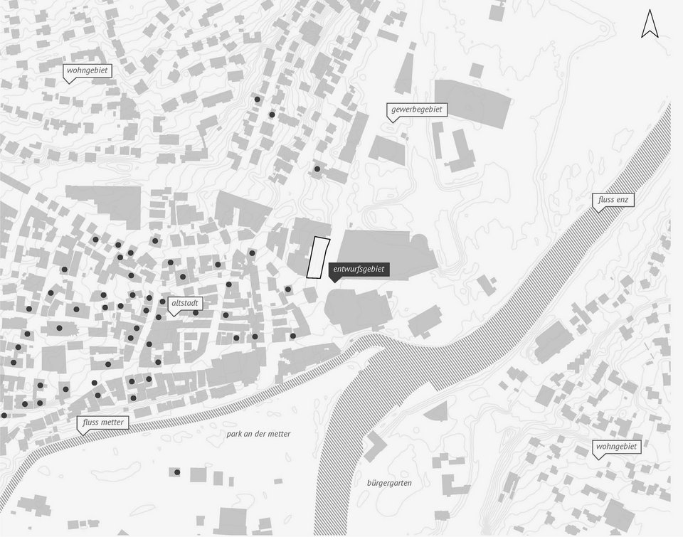 Schwarzplan der Studienarbeit Kreativzentrum Bietigheim-Bissingen