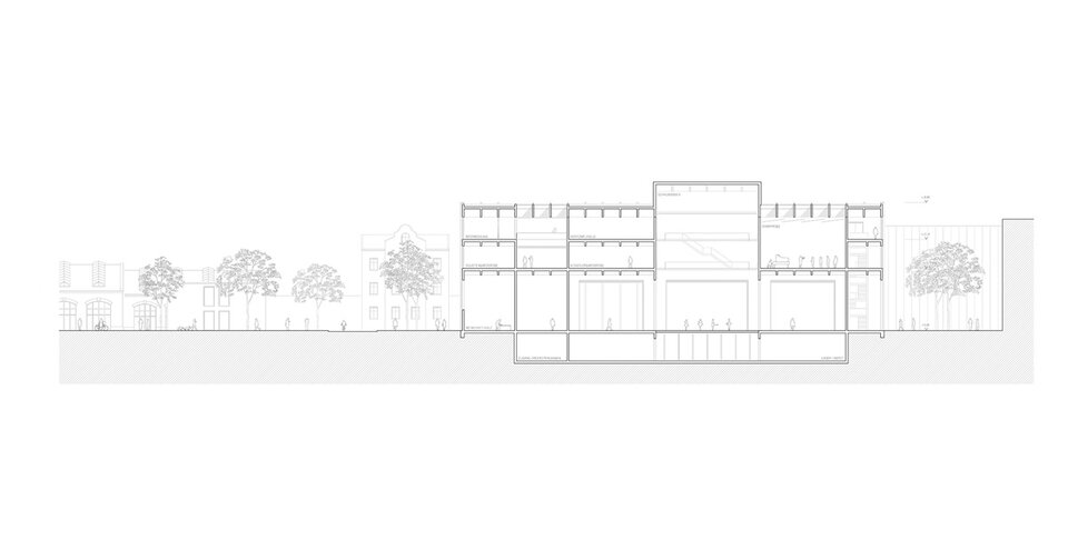 Gebäudeschnitt der Master Thesis Interimsoper Stuttgart