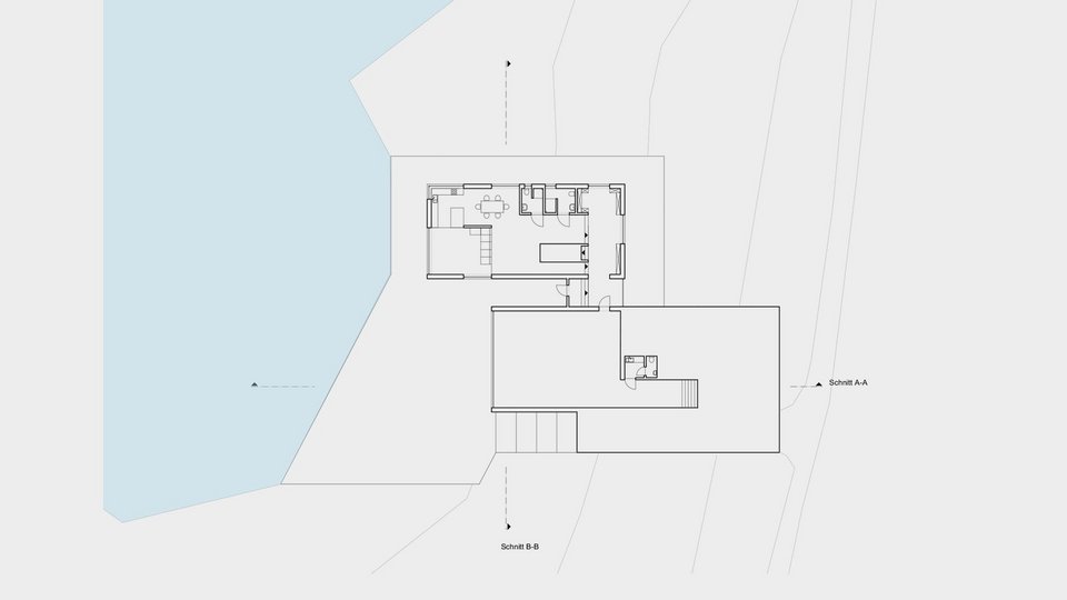 Grundriss EG der Studienarbeit Kunstrefugium am Walchensee