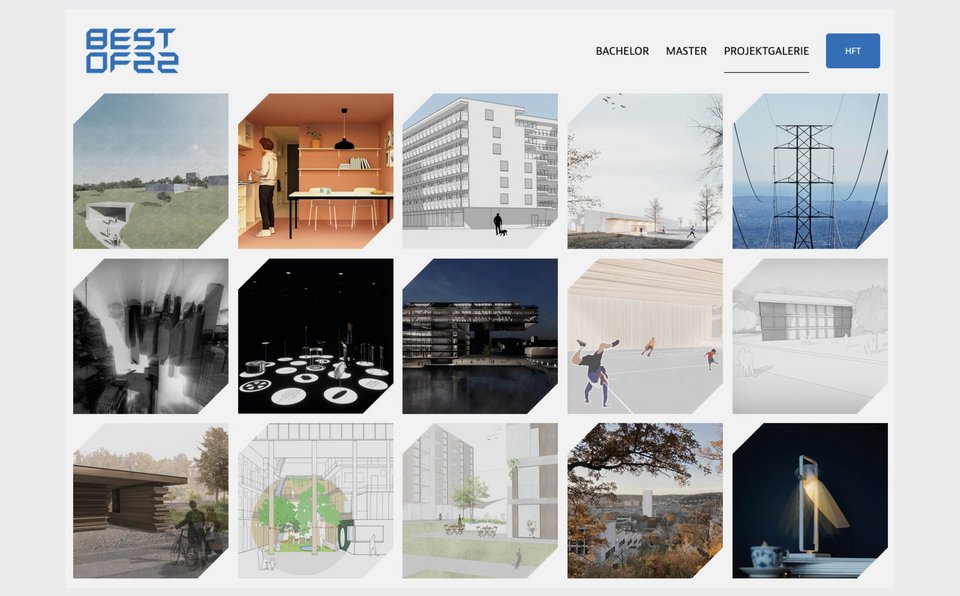 Galleriebild diverser Projekte der digitalen Best of 2022 Ausstellung