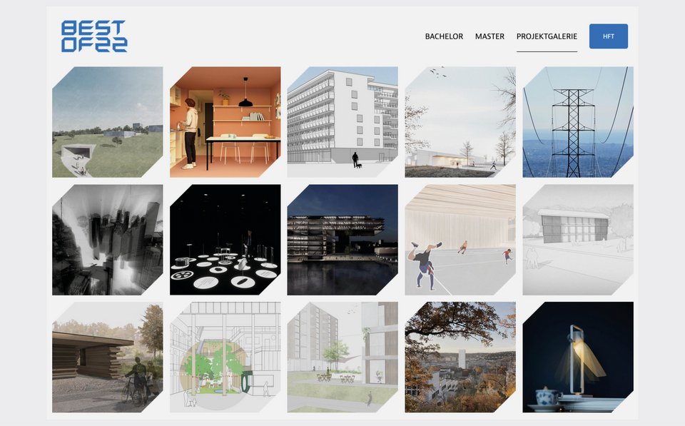 Galleriebild diverser Projekte der digitalen Best of 2022 Ausstellung