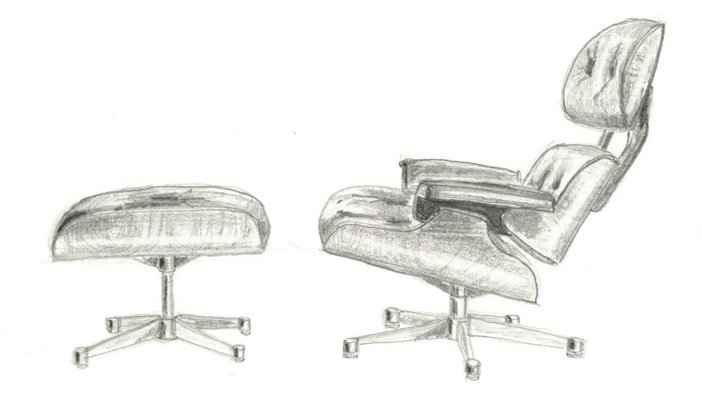Freihandzeichnung mit Eames Lounge Chair