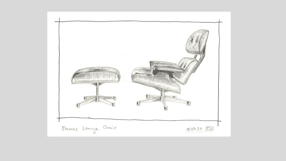 Freihandzeichnung mit Eames Lounge Chair