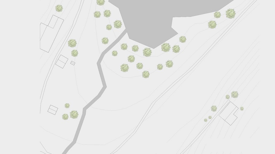 Lageplan der Studienarbeit Kunstrefugium am Walchensee