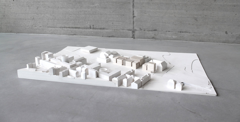 Modellfoto des Lageplans der Studienarbeit Backstage – Neues Kulissenhaus für die Stuttgarter Oper