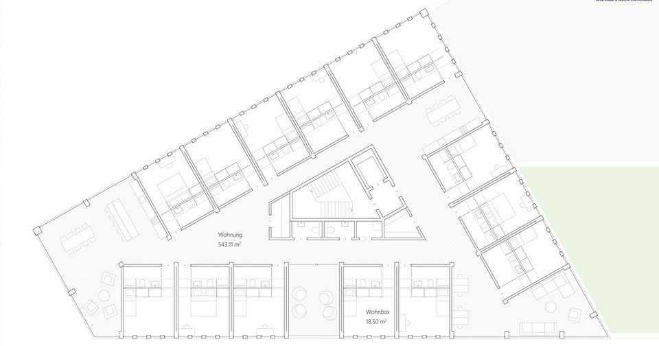 Grundriss der Studienarbeit Werkssiedlung für Bosch GmbH