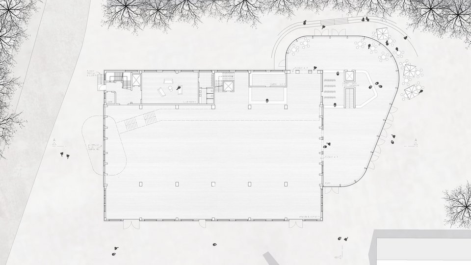 Grundriss Erdgeschoss der Studienarbeit Alte Schmiede