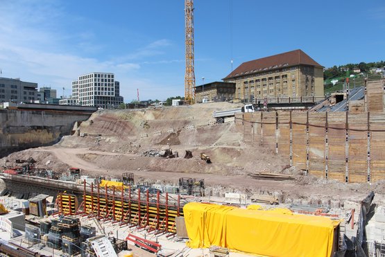 eine Baustellenaufnahme von Stuttgart 21