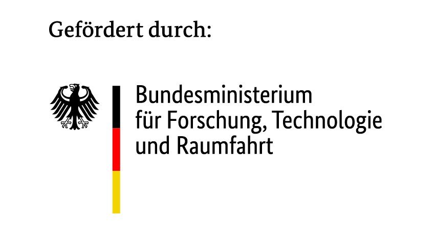 Logo "Gefördert durch: Bundesministerium für Forschung, Technologie und Raumfahrt"