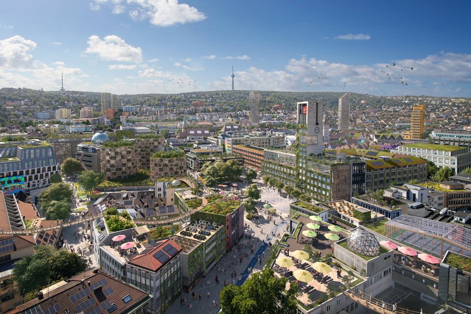 Visualisierte Zukunftsvision des Projekts RE:New City /Visualized future vision of the project RE:New City 