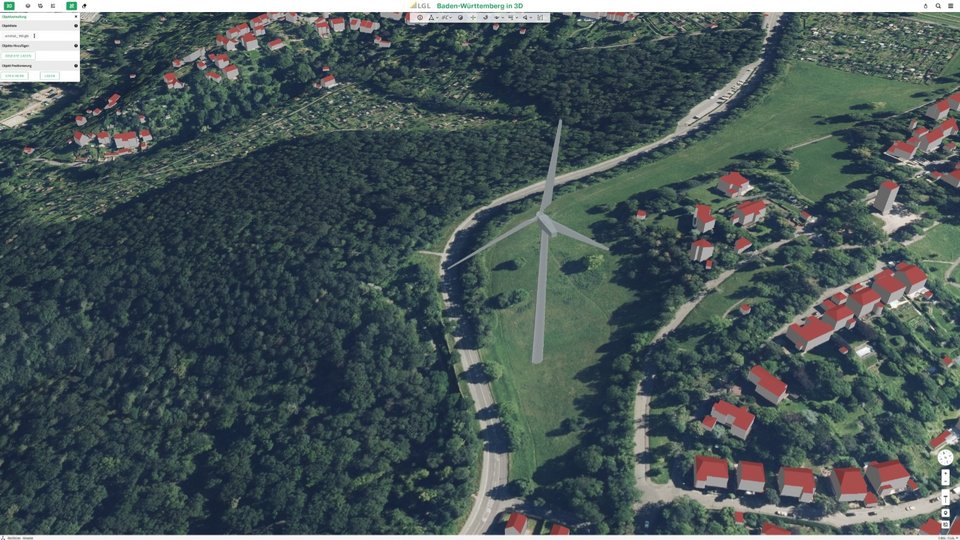 3D Windrad eingefügt in 3D Umgebung