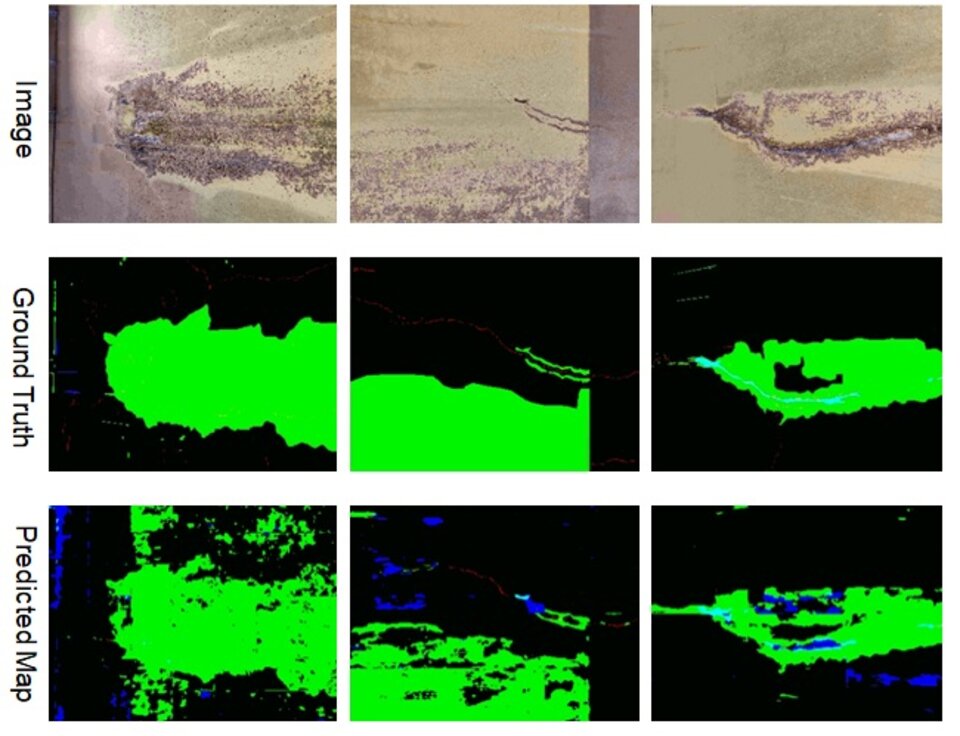 Die primären Ergebnisse der Schadenserkennung mit Deeplab v3+