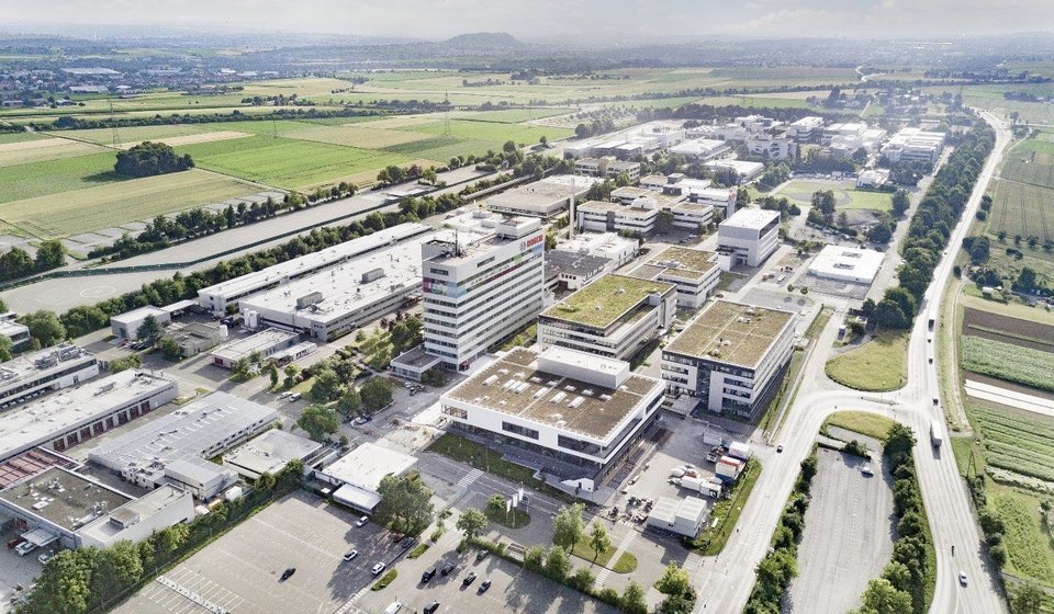 Luftbild des Industriestandortes Schwieberdingen der Robert Bosch GmbH / Aerial view of the Schwieberdingen industrial site of Robert Bosch GmbH