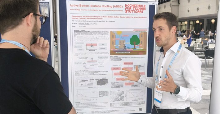 Dotoral candidate Benjamin Hueber presents the research results