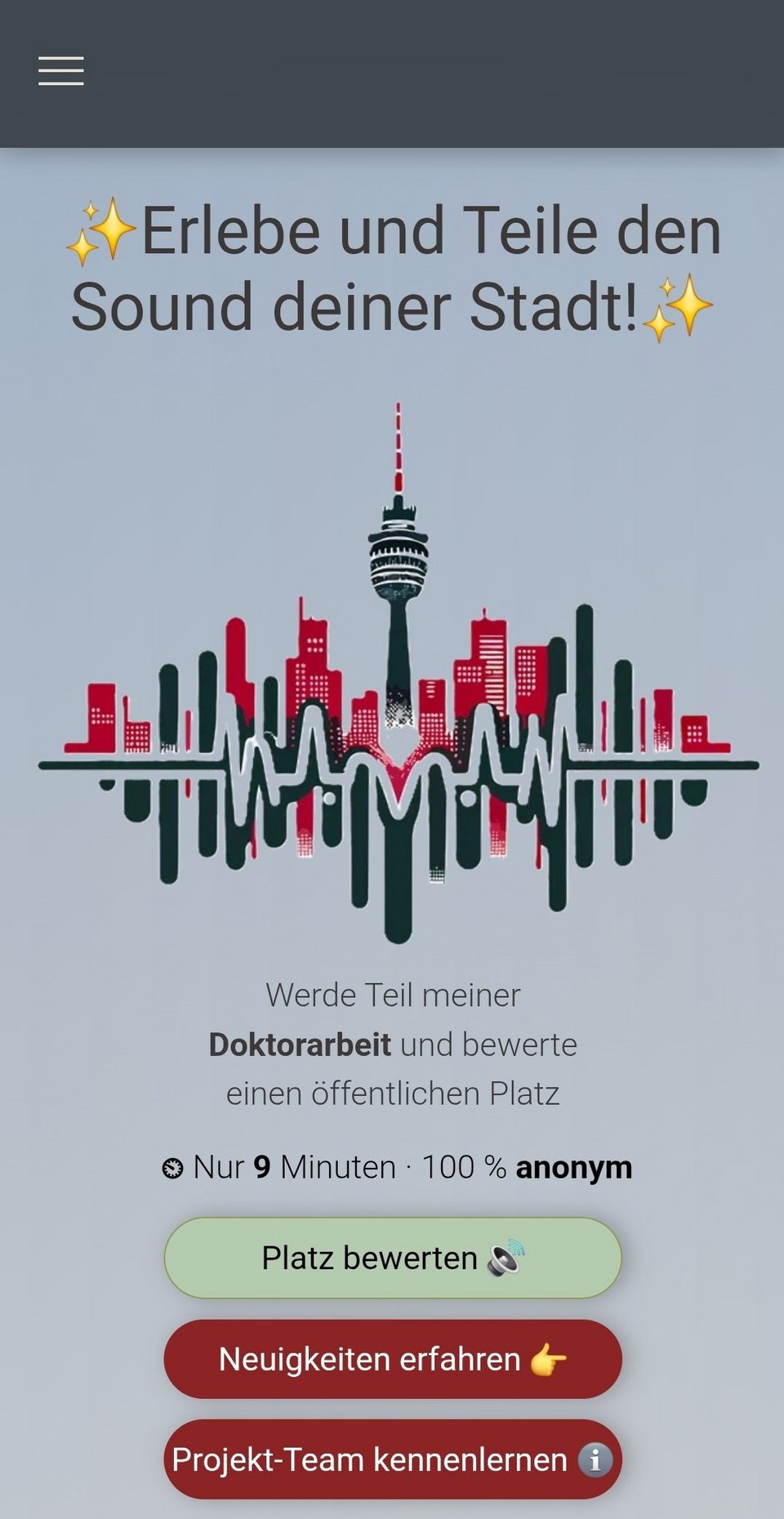 Startseite der Web-Plattform MyCitySounds