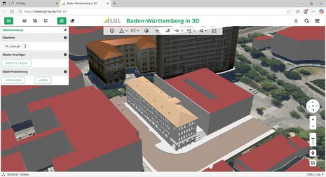 3D-Gebäude aus IFC Modell eingefügt in 3D Umgebung