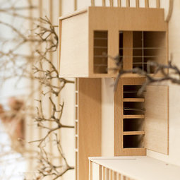 Architekturmodell Ein Architekturmodell mit Bäumen