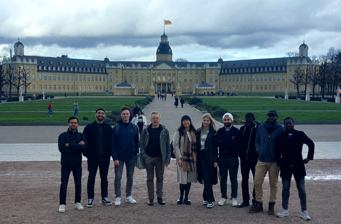 Master PG students in front of the castle of Karlsruhe 